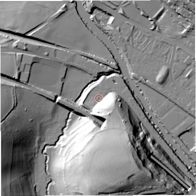 Shaded relief map of the ground around BA29DL, computed from Environment Agency LiDAR. The ground here sits at about 20 m above sea level and falls 51 m across the surrounding 800 m. Surface water reaching this point runs off ground lying to the south-south-east, 19.4 m higher.