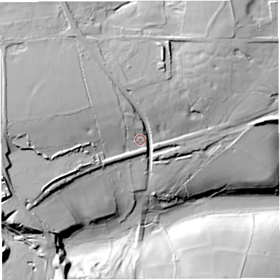 Shaded relief map of the ground around BA34SN, computed from Environment Agency LiDAR. The ground here sits at about 202 m above sea level and falls 32 m across the surrounding 800 m. Surface water reaching this point runs off ground lying to the north-west, 10.0 m higher.