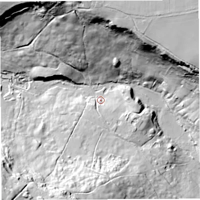 Shaded relief map of the ground around BA35BL, computed from Environment Agency LiDAR. The ground here sits at about 163 m above sea level and falls 64 m across the surrounding 800 m. Surface water reaching this point runs off ground lying to the south-south-west, 51.9 m higher.