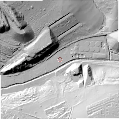 Shaded relief map of the ground around BA35TT, computed from Environment Agency LiDAR. The ground here sits at about 67 m above sea level and falls 78 m across the surrounding 800 m. Surface water reaching this point runs off ground lying to the north-north-west, 55.3 m higher.
