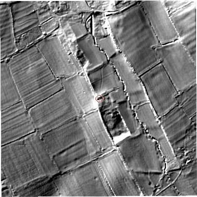 Shaded relief map of the ground around BA46HJ, computed from Environment Agency LiDAR. The ground here sits at about 84 m above sea level and falls 31 m across the surrounding 800 m. Surface water reaching this point runs off ground lying to the north-north-east, 1.9 m higher.