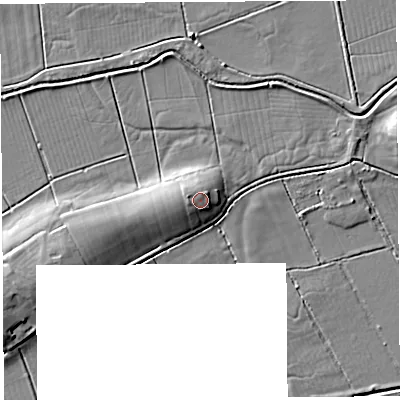 Shaded relief map of the ground around BA51RX, computed from Environment Agency LiDAR. The ground here sits at about 10 m above sea level and falls 8 m across the surrounding 800 m. Surface water reaching this point runs off ground lying to the west-north-west, 1.7 m higher.