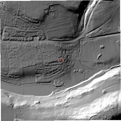 Shaded relief map of the ground around BA53LU, computed from Environment Agency LiDAR. The ground here sits at about 78 m above sea level and falls 74 m across the surrounding 800 m. Surface water reaching this point runs off ground lying to the north-north-west, 4.7 m higher.