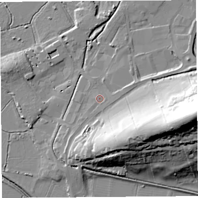 Shaded relief map of the ground around BA69FW, computed from Environment Agency LiDAR. The ground here sits at about 11 m above sea level and falls 62 m across the surrounding 800 m. Surface water reaching this point runs off ground lying to the east-south-east, 1.0 m higher.