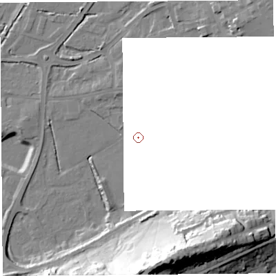 Shaded relief map of the ground around BA69PD, computed from Environment Agency LiDAR. and falls 43 m across the surrounding 800 m.