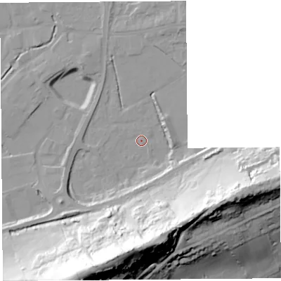 Shaded relief map of the ground around BA69PH, computed from Environment Agency LiDAR. The ground here sits at about 6 m above sea level and falls 66 m across the surrounding 800 m. Surface water reaching this point runs off ground lying to the south-south-west, 63.9 m higher.
