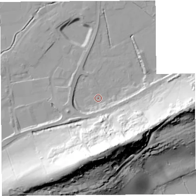 Shaded relief map of the ground around BA69PJ, computed from Environment Agency LiDAR. The ground here sits at about 7 m above sea level and falls 66 m across the surrounding 800 m. Surface water reaching this point runs off ground lying to the south, 59.7 m higher.