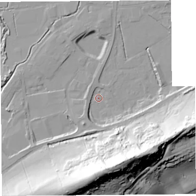 Shaded relief map of the ground around BA69PN, computed from Environment Agency LiDAR. The ground here sits at about 7 m above sea level and falls 66 m across the surrounding 800 m. Surface water reaching this point runs off ground lying to the south, 63.9 m higher.