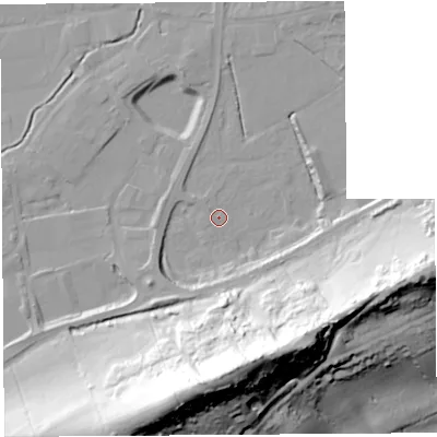 Shaded relief map of the ground around BA69PW, computed from Environment Agency LiDAR. The ground here sits at about 7 m above sea level and falls 66 m across the surrounding 800 m. Surface water reaching this point runs off ground lying to the south, 63.9 m higher.