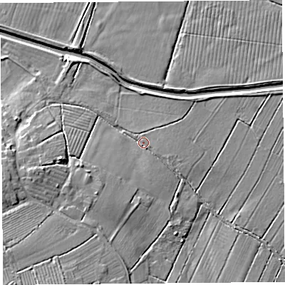 Shaded relief map of the ground around BA69TZ, computed from Environment Agency LiDAR. The ground here sits at about 5 m above sea level and falls 10 m across the surrounding 800 m. Surface water reaching this point runs off ground lying to the south-south-west, 3.0 m higher.