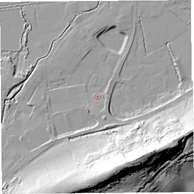Shaded relief map of the ground around BA69XE, computed from Environment Agency LiDAR. The ground here sits at about 8 m above sea level and falls 66 m across the surrounding 800 m. Surface water reaching this point runs off ground lying to the south-south-east, 2.9 m higher.