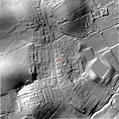 Shaded relief map of the ground around BB185JX, computed from Environment Agency LiDAR. The ground here sits at about 146 m above sea level and falls 37 m across the surrounding 800 m. Surface water reaching this point runs off ground lying to the south-south-west, 2.9 m higher.