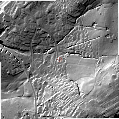 Shaded relief map of the ground around BB27BJ, computed from Environment Agency LiDAR. The ground here sits at about 159 m above sea level and falls 71 m across the surrounding 800 m. Surface water reaching this point runs off ground lying to the east-south-east, 8.3 m higher.