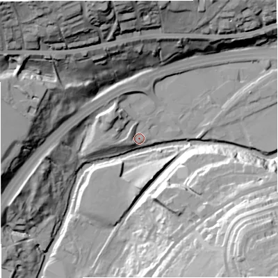 Shaded relief map of the ground around BB46HR, computed from Environment Agency LiDAR. The ground here sits at about 160 m above sea level and falls 59 m across the surrounding 800 m. Surface water reaching this point runs off ground lying to the north-west, 8.9 m higher.