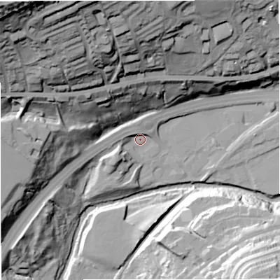 Shaded relief map of the ground around BB46JG, computed from Environment Agency LiDAR. The ground here sits at about 161 m above sea level and falls 83 m across the surrounding 800 m. Surface water reaching this point runs off ground lying to the south-west, 8.5 m higher.