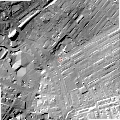 Shaded relief map of the ground around BB56PX, computed from Environment Agency LiDAR. The ground here sits at about 139 m above sea level and falls 38 m across the surrounding 800 m. Surface water reaching this point runs off ground lying to the east-north-east, 21.9 m higher.