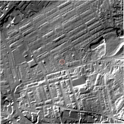 Shaded relief map of the ground around BB56SH, computed from Environment Agency LiDAR. The ground here sits at about 152 m above sea level and falls 51 m across the surrounding 800 m. Surface water reaching this point runs off ground lying to the east, 7.0 m higher.