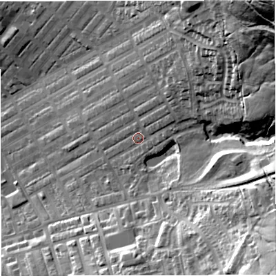 Shaded relief map of the ground around BB56SX, computed from Environment Agency LiDAR. The ground here sits at about 162 m above sea level and falls 97 m across the surrounding 800 m. Surface water reaching this point runs off ground lying to the north-east, 63.8 m higher.