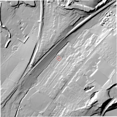 Shaded relief map of the ground around BB72BQ, computed from Environment Agency LiDAR. The ground here sits at about 81 m above sea level and falls 27 m across the surrounding 800 m. Surface water reaching this point runs off ground lying to the north-east, 18.7 m higher.