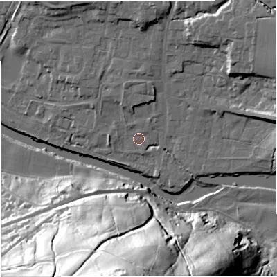Shaded relief map of the ground around BB79ST, computed from Environment Agency LiDAR. The ground here sits at about 45 m above sea level and falls 86 m across the surrounding 800 m. Surface water reaching this point runs off ground lying to the north-north-west, 1.0 m higher.