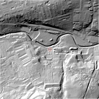 Shaded relief map of the ground around BB88EJ, computed from Environment Agency LiDAR. The ground here sits at about 138 m above sea level and falls 86 m across the surrounding 800 m. Surface water reaching this point runs off ground lying to the south, 77.0 m higher.