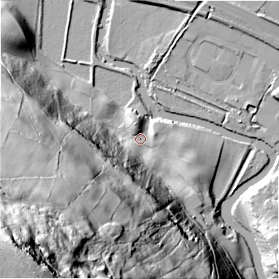 Shaded relief map of the ground around BD162DL, computed from Environment Agency LiDAR. The ground here sits at about 81 m above sea level and falls 156 m across the surrounding 800 m. Surface water reaching this point runs off ground lying to the south-west, 119.2 m higher.