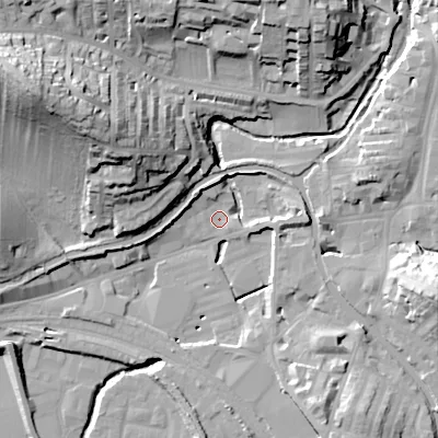 Shaded relief map of the ground around BD231FJ, computed from Environment Agency LiDAR. The ground here sits at about 101 m above sea level and falls 39 m across the surrounding 800 m. Surface water reaching this point runs off ground lying to the north-west, 37.7 m higher.