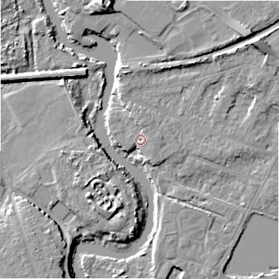 Shaded relief map of the ground around BH231NH, computed from Environment Agency LiDAR. The ground here sits at about 3 m above sea level and falls 11 m across the surrounding 800 m. Surface water reaching this point runs off ground lying to the north-east, 2.3 m higher.