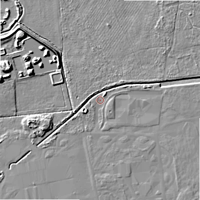Shaded relief map of the ground around BH236BU, computed from Environment Agency LiDAR. The ground here sits at about 11 m above sea level and falls 10 m across the surrounding 800 m. Surface water reaching this point runs off ground lying to the west-north-west, 9.0 m higher.