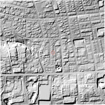 Shaded relief map of the ground around BL15HS, computed from Environment Agency LiDAR. The ground here sits at about 137 m above sea level and falls 49 m across the surrounding 800 m. Surface water reaching this point runs off ground lying to the north-north-west, 6.2 m higher.
