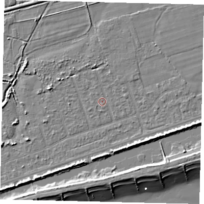 Shaded relief map of the ground around BN158NJ, computed from Environment Agency LiDAR. The ground here sits at about 2 m above sea level and falls 9 m across the surrounding 800 m. Surface water reaching this point runs off ground lying to the west-north-west, 3.1 m higher.
