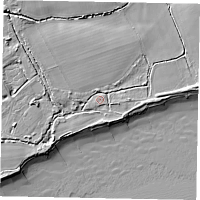 Shaded relief map of the ground around BN175RN, computed from Environment Agency LiDAR. The ground here sits at about 3 m above sea level and falls 9 m across the surrounding 800 m. Surface water reaching this point runs off ground lying to the west-south-west, 4.6 m higher.