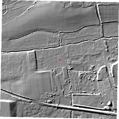 Shaded relief map of the ground around BN177QS, computed from Environment Agency LiDAR. The ground here sits at about 2 m above sea level and falls 11 m across the surrounding 800 m. Surface water reaching this point runs off ground lying to the south-east, 8.7 m higher.