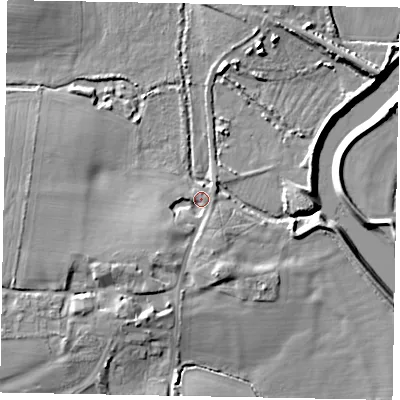 Shaded relief map of the ground around BN180BJ, computed from Environment Agency LiDAR. The ground here sits at about 3 m above sea level and falls 8 m across the surrounding 800 m. Surface water reaching this point runs off ground lying to the south-south-west, 4.7 m higher.