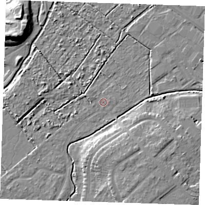 Shaded relief map of the ground around BN228TH, computed from Environment Agency LiDAR. The ground here sits at about 2 m above sea level and falls 13 m across the surrounding 800 m. Surface water reaching this point runs off ground lying to the south-south-east, 8.0 m higher.