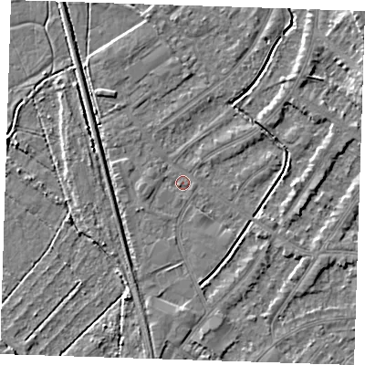Shaded relief map of the ground around BN228TT, computed from Environment Agency LiDAR. The ground here sits at about 3 m above sea level and falls 7 m across the surrounding 800 m. Surface water reaching this point runs off ground lying to the west-south-west, 1.2 m higher.