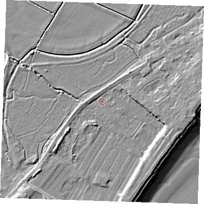 Shaded relief map of the ground around BN246BN, computed from Environment Agency LiDAR. The ground here sits at about 3 m above sea level and falls 10 m across the surrounding 800 m. Surface water reaching this point runs off ground lying to the south-west, 2.5 m higher.