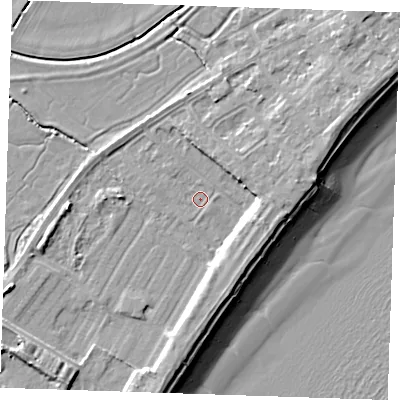 Shaded relief map of the ground around BN246BU, computed from Environment Agency LiDAR. The ground here sits at about 3 m above sea level and falls 10 m across the surrounding 800 m. Surface water reaching this point runs off ground lying to the south-west, 0.8 m higher.