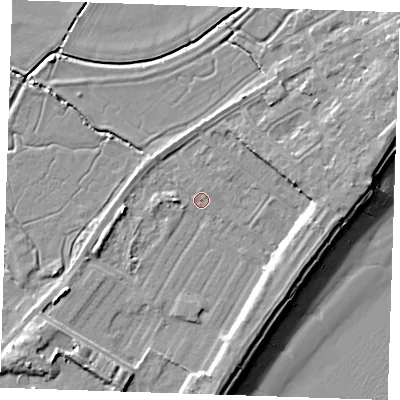 Shaded relief map of the ground around BN246DE, computed from Environment Agency LiDAR. The ground here sits at about 3 m above sea level and falls 10 m across the surrounding 800 m. Surface water reaching this point runs off ground lying to the south-west, 3.8 m higher.