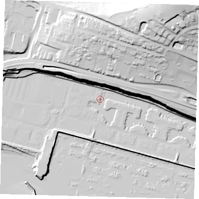 Shaded relief map of the ground around BN25WD, computed from Environment Agency LiDAR. The ground here sits at about 3 m above sea level and falls 78 m across the surrounding 800 m. Surface water reaching this point runs off ground lying to the south-east, 4.4 m higher.
