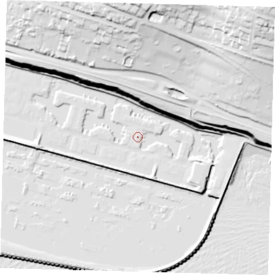 Shaded relief map of the ground around BN25XB, computed from Environment Agency LiDAR. The ground here sits at about 3 m above sea level and falls 73 m across the surrounding 800 m. Surface water reaching this point runs off ground lying to the north-east, 32.6 m higher.