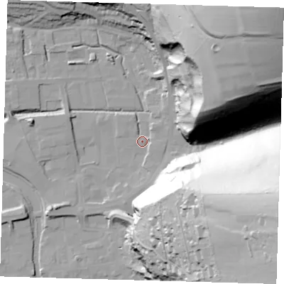 Shaded relief map of the ground around BN72BF, computed from Environment Agency LiDAR. The ground here sits at about 3 m above sea level and falls 116 m across the surrounding 800 m. Surface water reaching this point runs off ground lying to the north-east, 107.5 m higher.