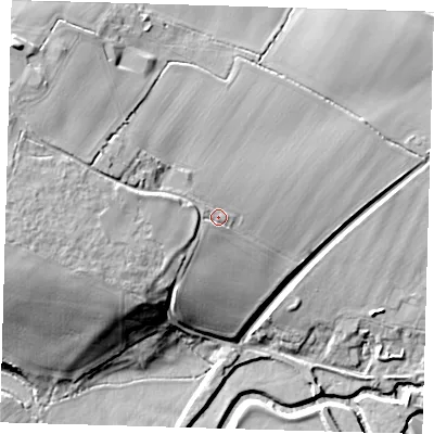 Shaded relief map of the ground around BN85BL, computed from Environment Agency LiDAR. The ground here sits at about 17 m above sea level and falls 26 m across the surrounding 800 m. Surface water reaching this point runs off ground lying to the west-north-west, 10.5 m higher.