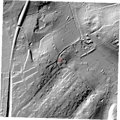 Shaded relief map of the ground around BR13NB, computed from Environment Agency LiDAR. The ground here sits at about 54 m above sea level and falls 31 m across the surrounding 800 m. Surface water reaching this point runs off ground lying to the south-west, 13.0 m higher.