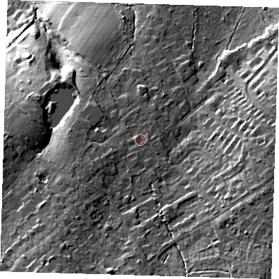 Shaded relief map of the ground around BR68LY, computed from Environment Agency LiDAR. The ground here sits at about 91 m above sea level and falls 26 m across the surrounding 800 m. Surface water reaching this point runs off ground lying to the west-south-west, 1.2 m higher.