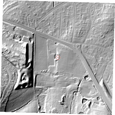 Shaded relief map of the ground around BR76HL, computed from Environment Agency LiDAR. The ground here sits at about 49 m above sea level and falls 26 m across the surrounding 800 m. Surface water reaching this point runs off ground lying to the south-south-east, 1.1 m higher.
