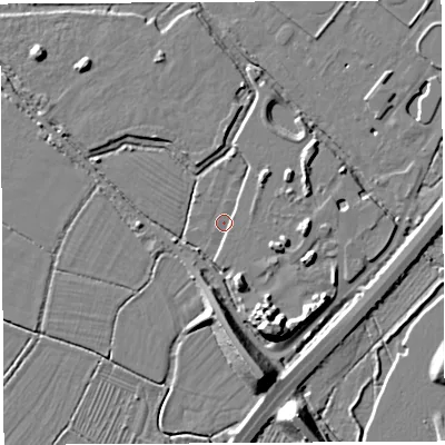 Shaded relief map of the ground around BS107SE, computed from Environment Agency LiDAR. The ground here sits at about 7 m above sea level and falls 12 m across the surrounding 800 m. Surface water reaching this point runs off ground lying to the south-south-east, 11.2 m higher.