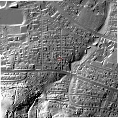 Shaded relief map of the ground around BS139LT, computed from Environment Agency LiDAR. The ground here sits at about 71 m above sea level and falls 84 m across the surrounding 800 m. Surface water reaching this point runs off ground lying to the south-west, 7.2 m higher.