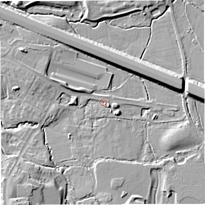 Shaded relief map of the ground around BS167NJ, computed from Environment Agency LiDAR. The ground here sits at about 51 m above sea level and falls 16 m across the surrounding 800 m. Surface water reaching this point runs off ground lying to the south-east, 2.9 m higher.