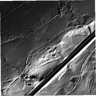 Shaded relief map of the ground around BS207RX, computed from Environment Agency LiDAR. The ground here sits at about 17 m above sea level and falls 96 m across the surrounding 800 m. Surface water reaching this point runs off ground lying to the south-south-east, 37.2 m higher.